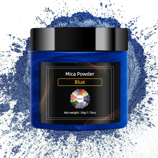 Blue Mica Powder for Epoxy Resin，Natural Shimmer Mica Powder Used for Coloring car Spray Paint, Candles, soap, Eye Shadow, Lip Gloss, Nail Polish(50g/1.7oz)