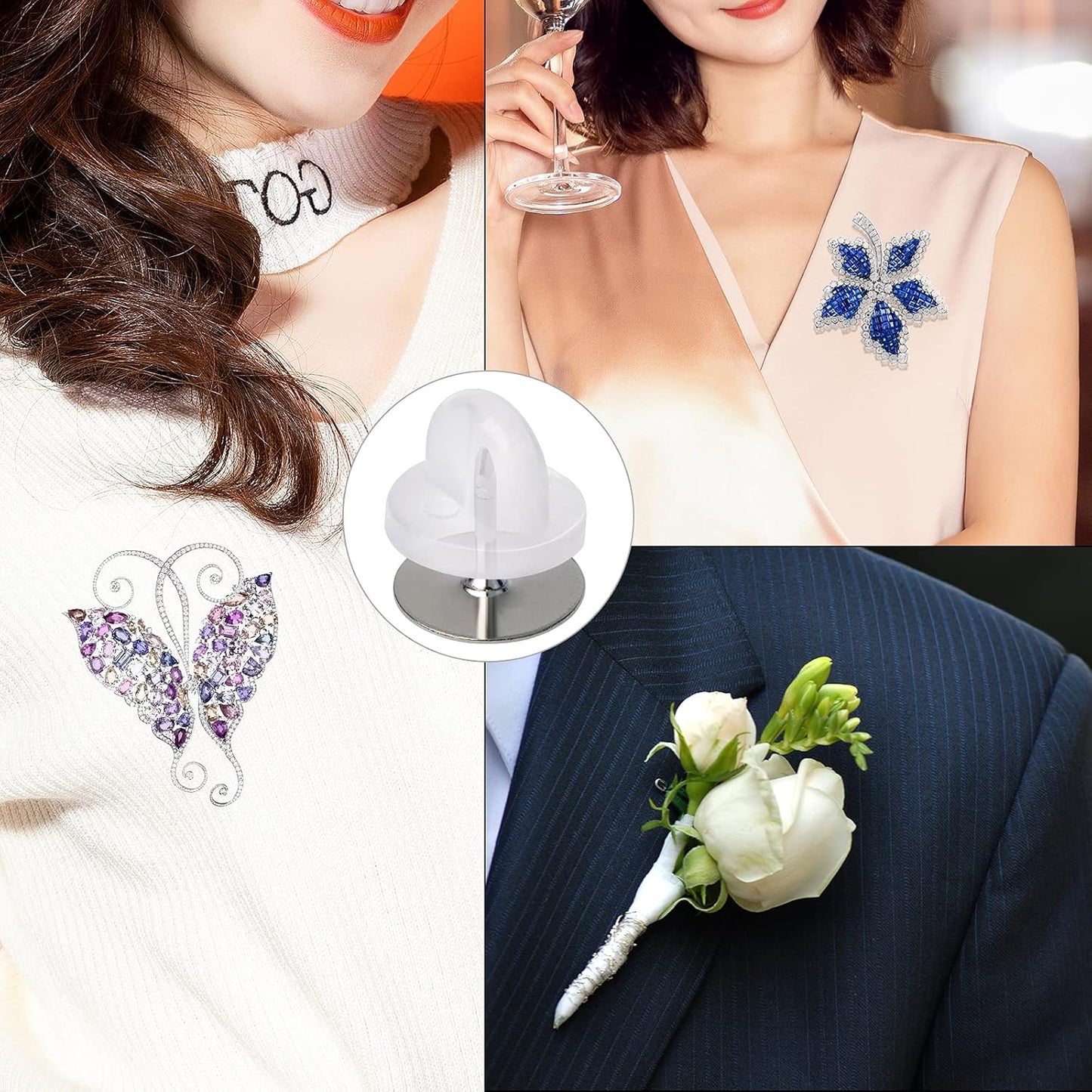 400pcs PVC Rubber Pin Backs Heliltd Butterfly Clutch Pins Tie Tacks Blank Pins for Uniform Badges Backing Holder Clasp Lapel Pin Enamel Pins(200 Sets, Clear)