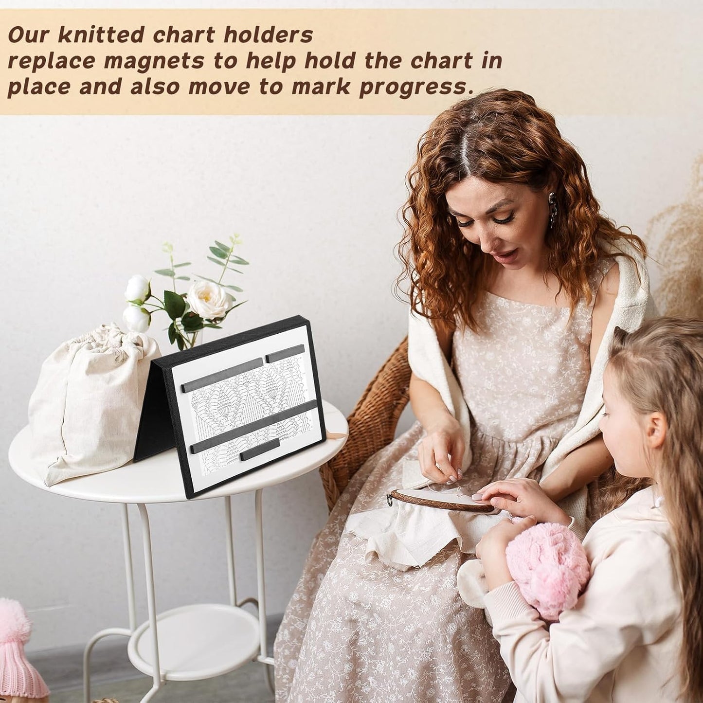 Flutesan 8 Pcs Knitting Chart Keeper Magnet Replacement Set Cross Stitch Line Keeper Knitting Pattern Holder Fold up Pattern Holder, Only Magnet(3 Size)