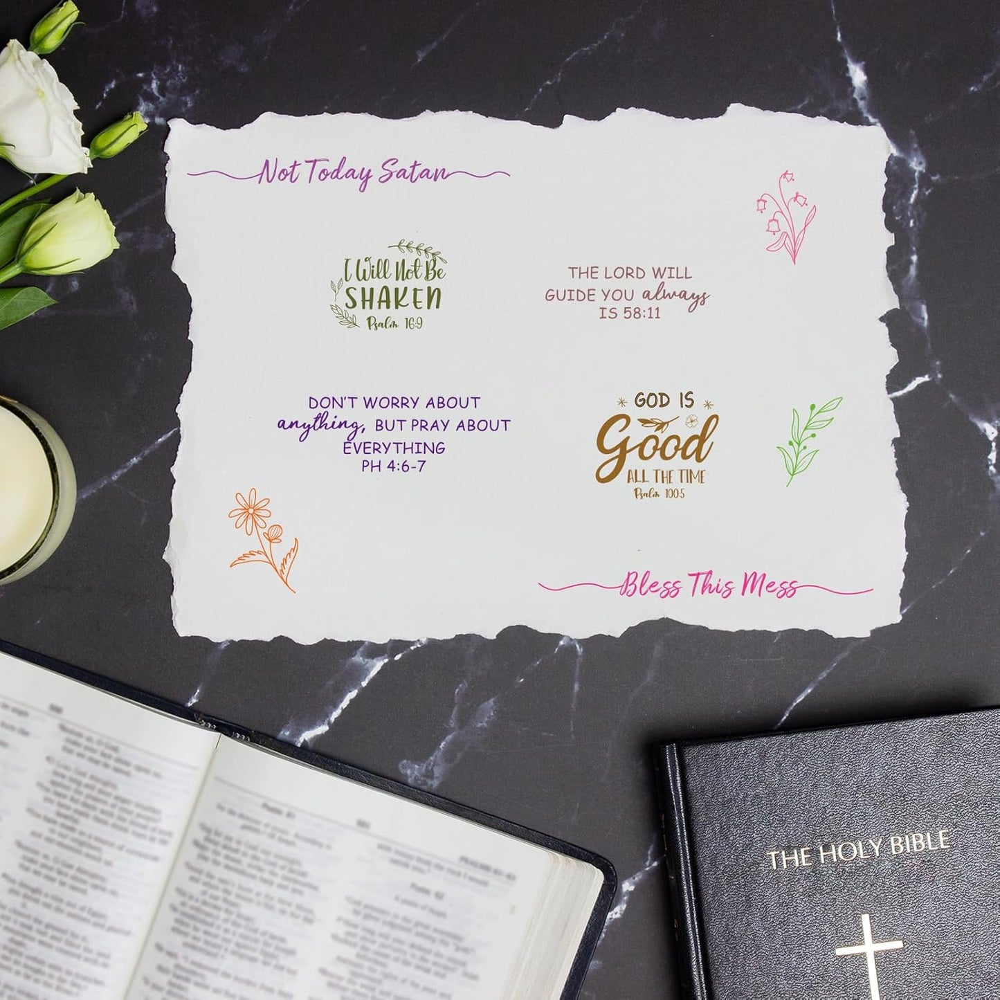 Whaline 4 Sheet Bible Verse Words Clear Stamps Christian God Jesus Silicone Transparent Stamps Border Stamp Cards for DIY Craft Card Making Scrapbooking Embossing Album Decor