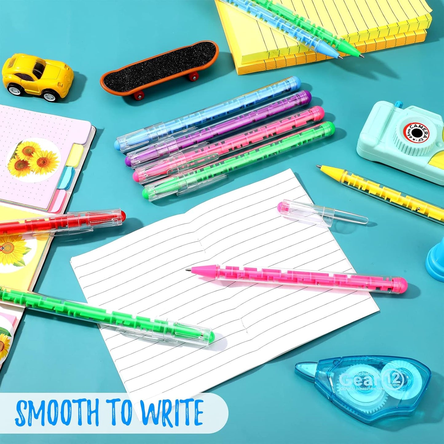 Epakh 36 Pcs Maze Puzzle Shape Ballpoint Pen with Built in Ball Novelty Creative Pens Blue Ink Fidget Maze Toy Stress Relief Puzzle toys for Adult Kids Office School Party Favor, Bright Colors