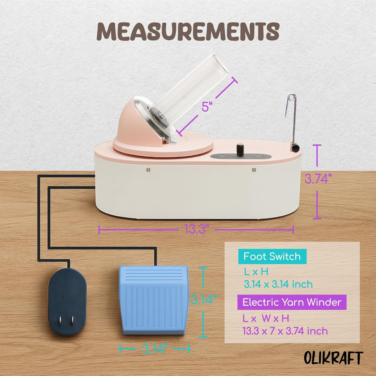 Olikraft Tabletop Electric Yarn Winder for Crocheting | Swift Electric Yarn Ball Winder Large Capacity | Ball Winders | Cake Winders | No Tensioner Included | No Clamp Required (Patented)