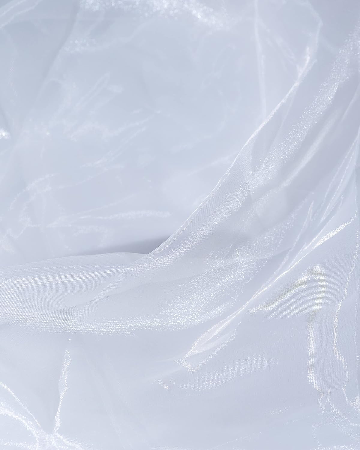 Fynite White Organza Fabric by The Yard | 1 Yard Long | 44" Wide | Bridal Soft Sheer Organza Tulle for DIY Wedding Dress Fashion Craft Decorations