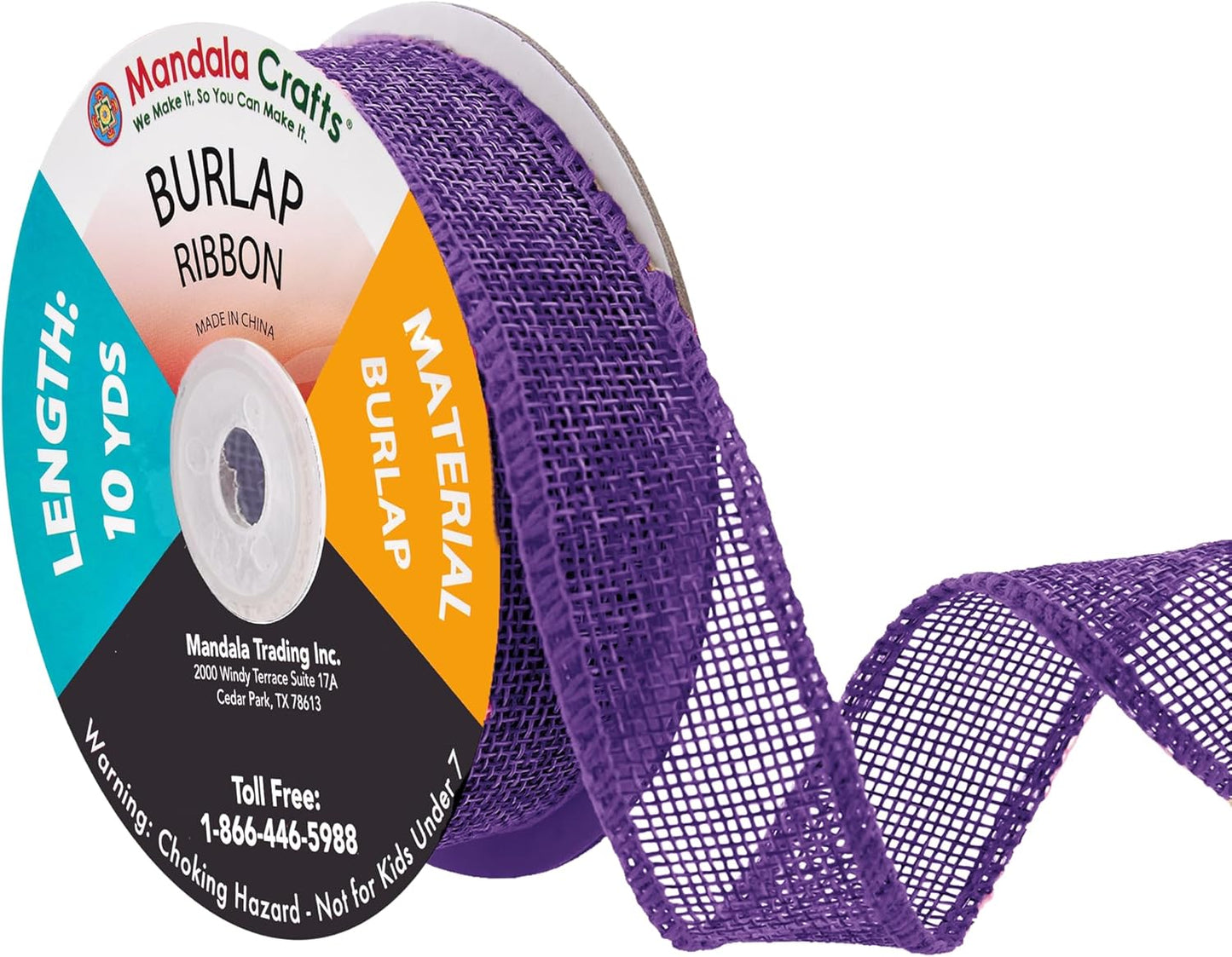 Mandala Crafts Purple Burlap Ribbon 1 Inch Wide Jute Ribbons for Crafts - 20 Yds Roll Rustic Burlap Wrap Trim Ribbons for Wreaths Bows Wedding Party Decoration