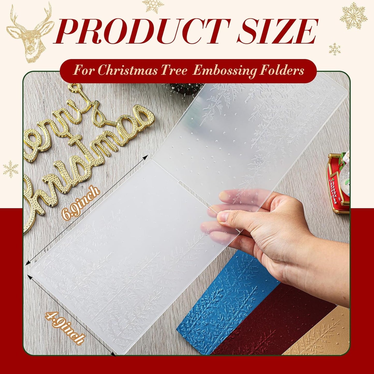 Geiserailie 1 Pcs Embossing Folders Embossing Machine Template Paper Card Folders for Christmas Card Making DIY Flower Scrapbook Photo Album Craft Decoration 5.9 x 4.1 Inch (Christmas Tree Style)