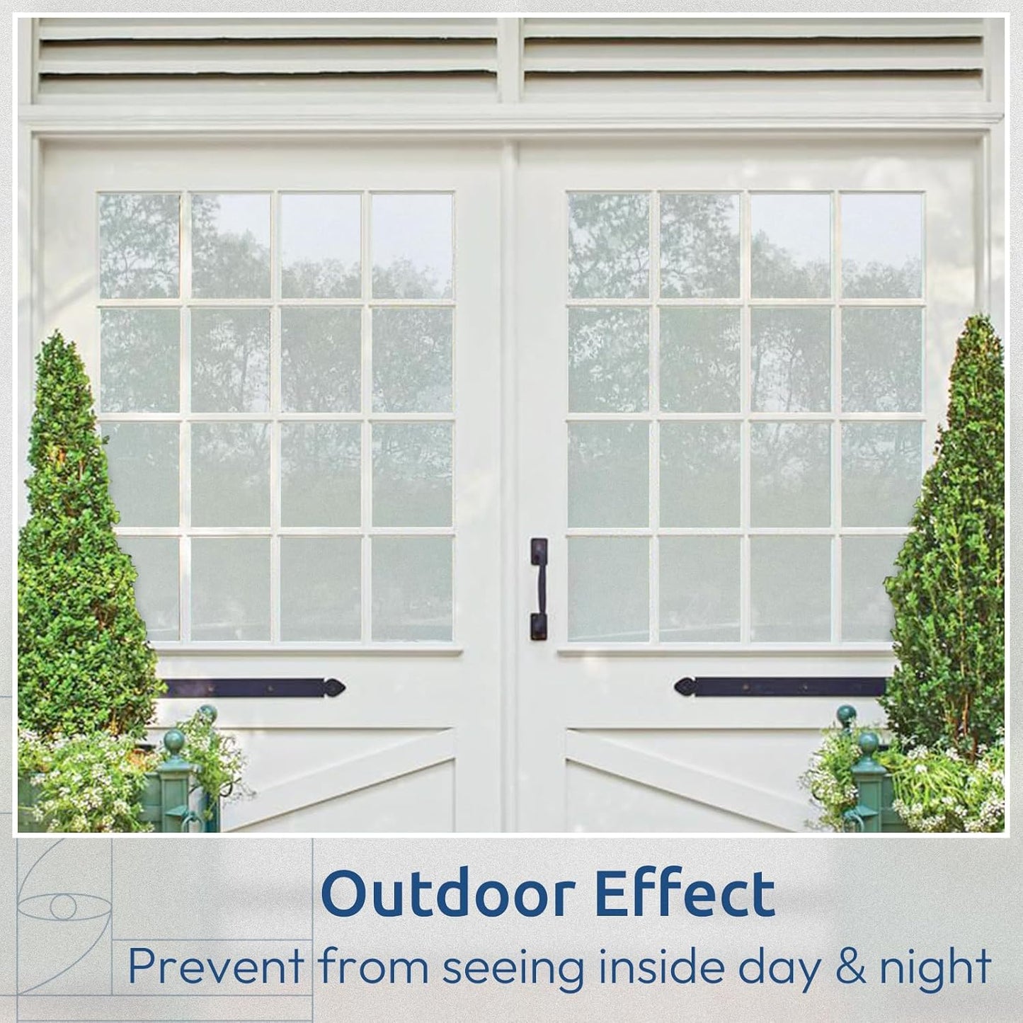 rabbitgoo Window Privacy Film, Non-Adhesive Frosted Glass Window Film for Bathroom, Static Cling Heat Blocking Stickers for Home Indoor Opaque Frosting Coverings House Tint, Matte White 17.5" x 78.7"