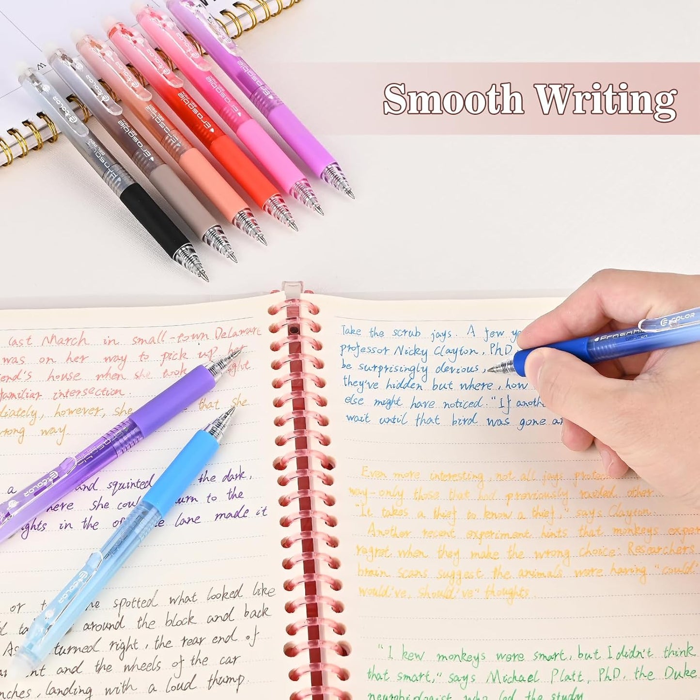 BAYTORY 12Pcs Colored Erasable Gel Pens, Fine Point 0.7mm, Retractable Assorted Colors Pen with Eraser, Smooth Writing Erasable Pens for Drawing Crossword Puzzles