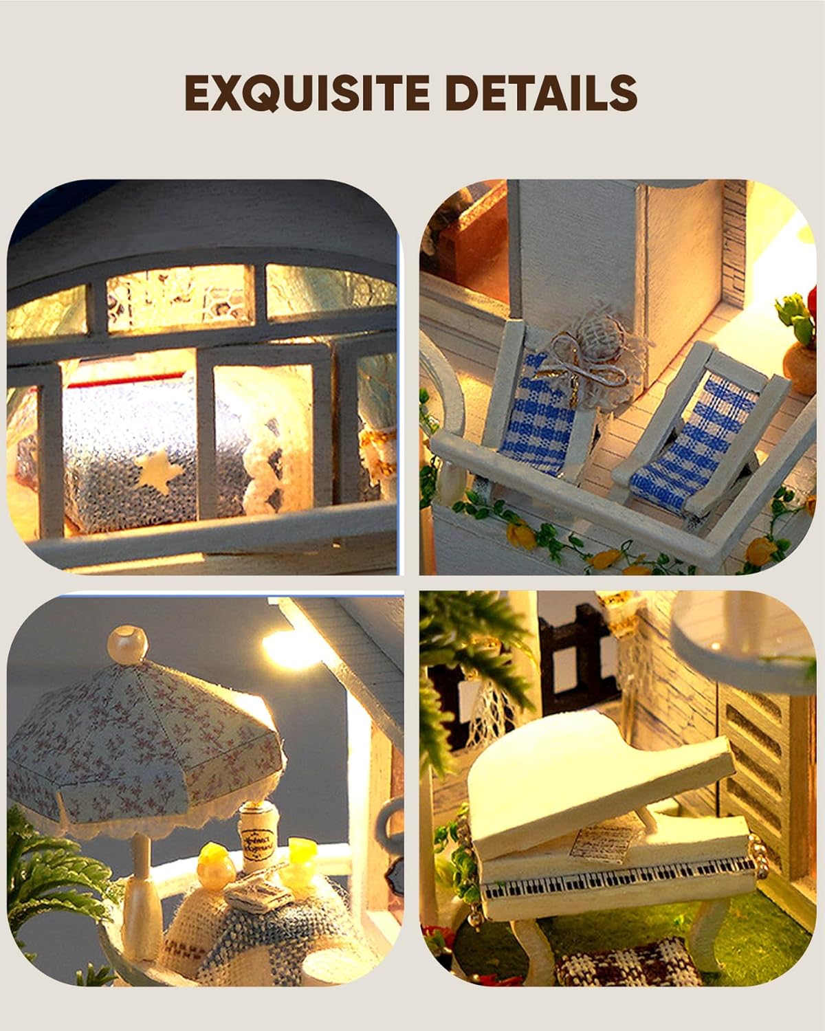 DIY Miniature House Kit, Mini House Kit for Beginners, Mayberry Street Miniatures, Model Building Craft Diorama Kit, Ideal Gifts for Birthday, Christmas(Blue Mansion)