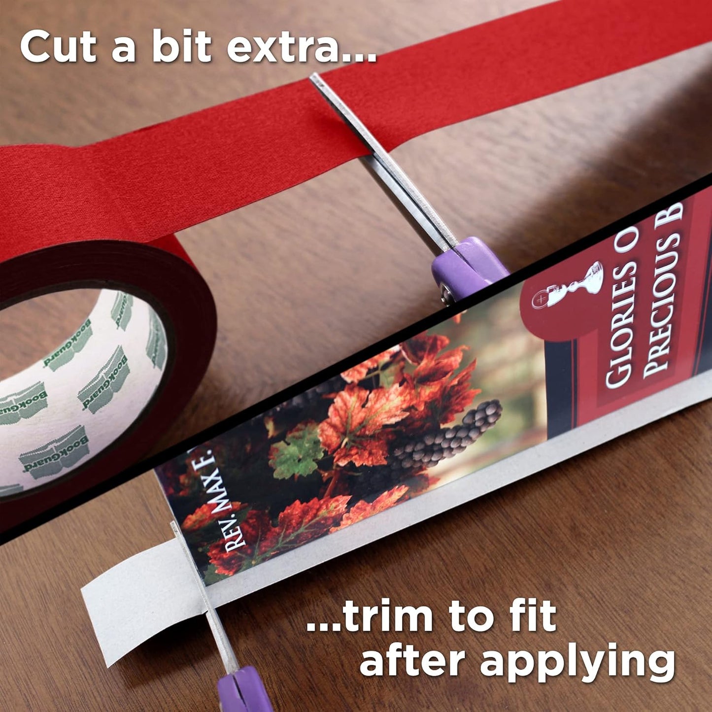 BookGuard 1-1/2 Inch Vinyl-Coated Cotton Cloth Bookbinding Repair Tape, 15 Yard Roll, Red