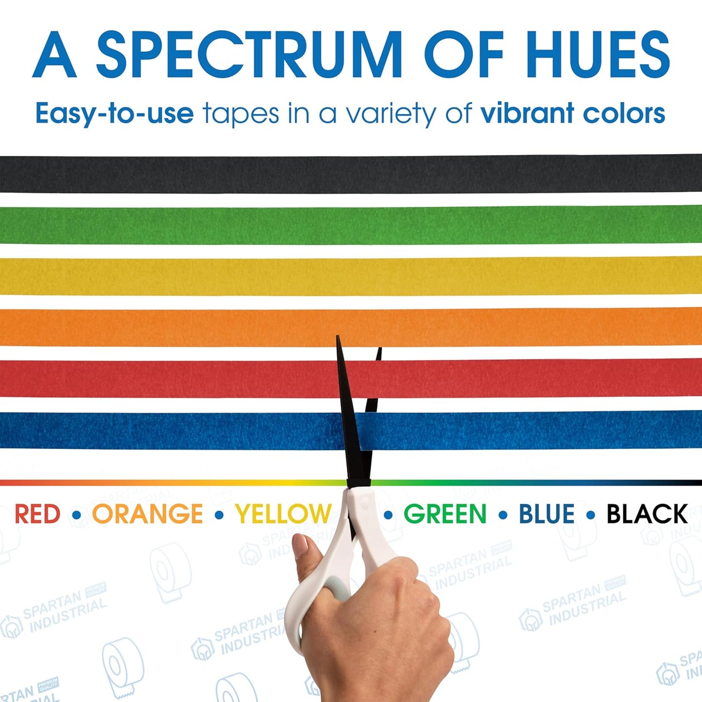 Spartan Industrial - 1" X 60 yd Blue Masking Tape - 12 Colored Tape Rolls for Bundling, Labeling, and More - No Residue, 5.5 Mil