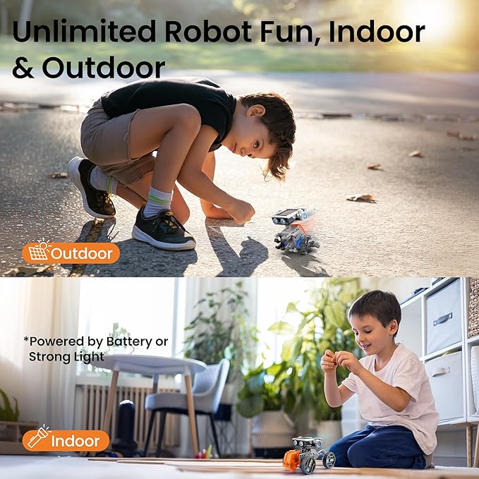 AOHU Solar Robot Building Kit Christmas STEM Gift for Boys Aged 8-13, DIY 15-in-1 Educational Science Building Toy, Solar or Battery Powered Robotic Set for Children Birthday with 212 Pieces