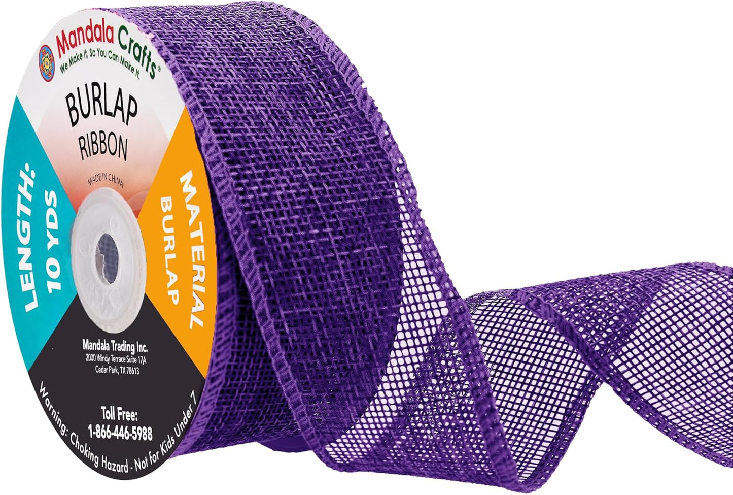 Mandala Crafts Purple Burlap Ribbon 1.5 Inches Wide Jute Ribbons for Crafts - 20 Yds Roll Rustic Burlap Wrap Trim Ribbons for Wreaths Bows Wedding Party Decoration