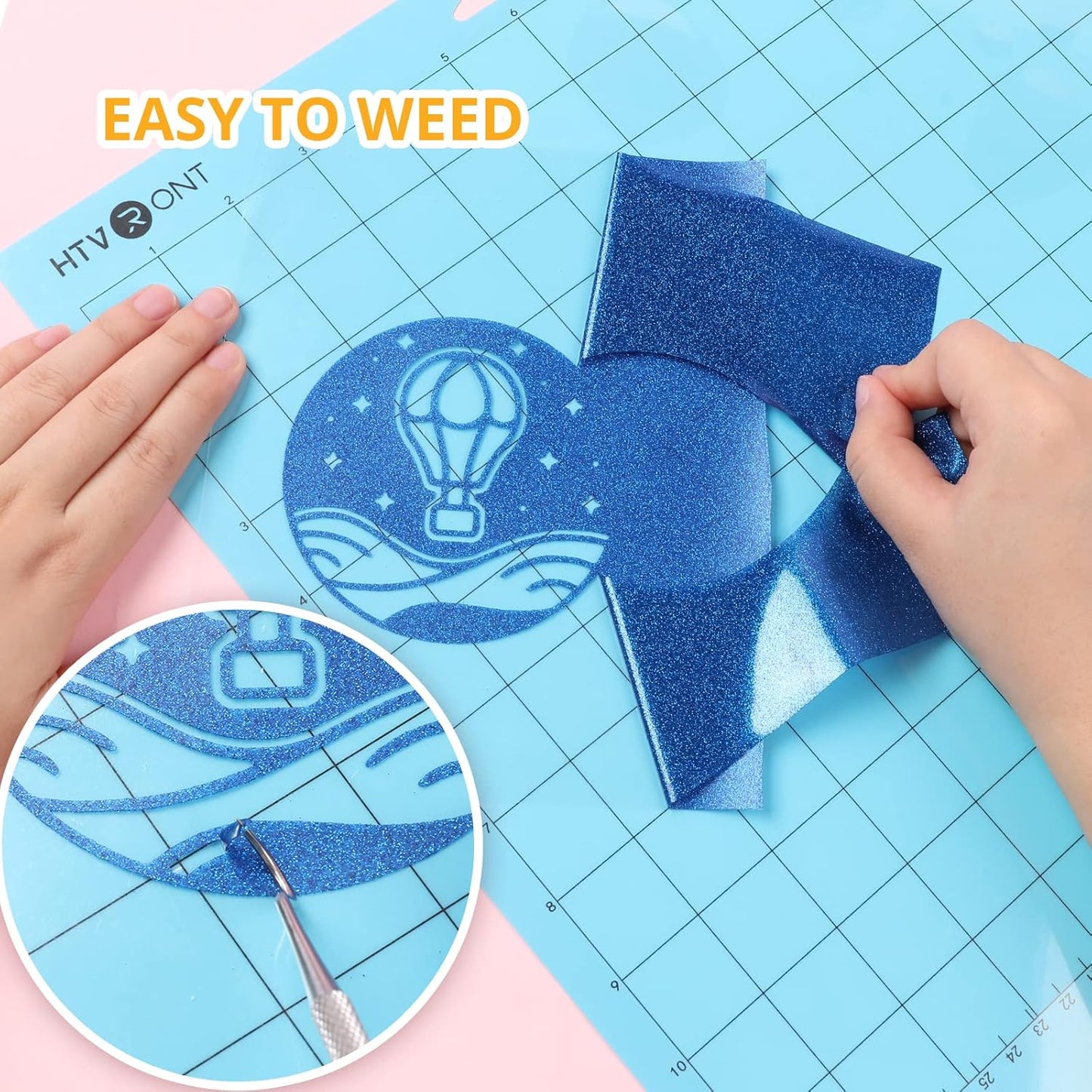 HTVRONT Royal Blue Glitter Heat Transfer Vinyl - 10" x 5FT Royal Blue Glitter HTV Vinyl for T-Shirts, Royal Blue Glitter Iron on Vinyl for All Cutter Machine（Royal Blue Glitter）