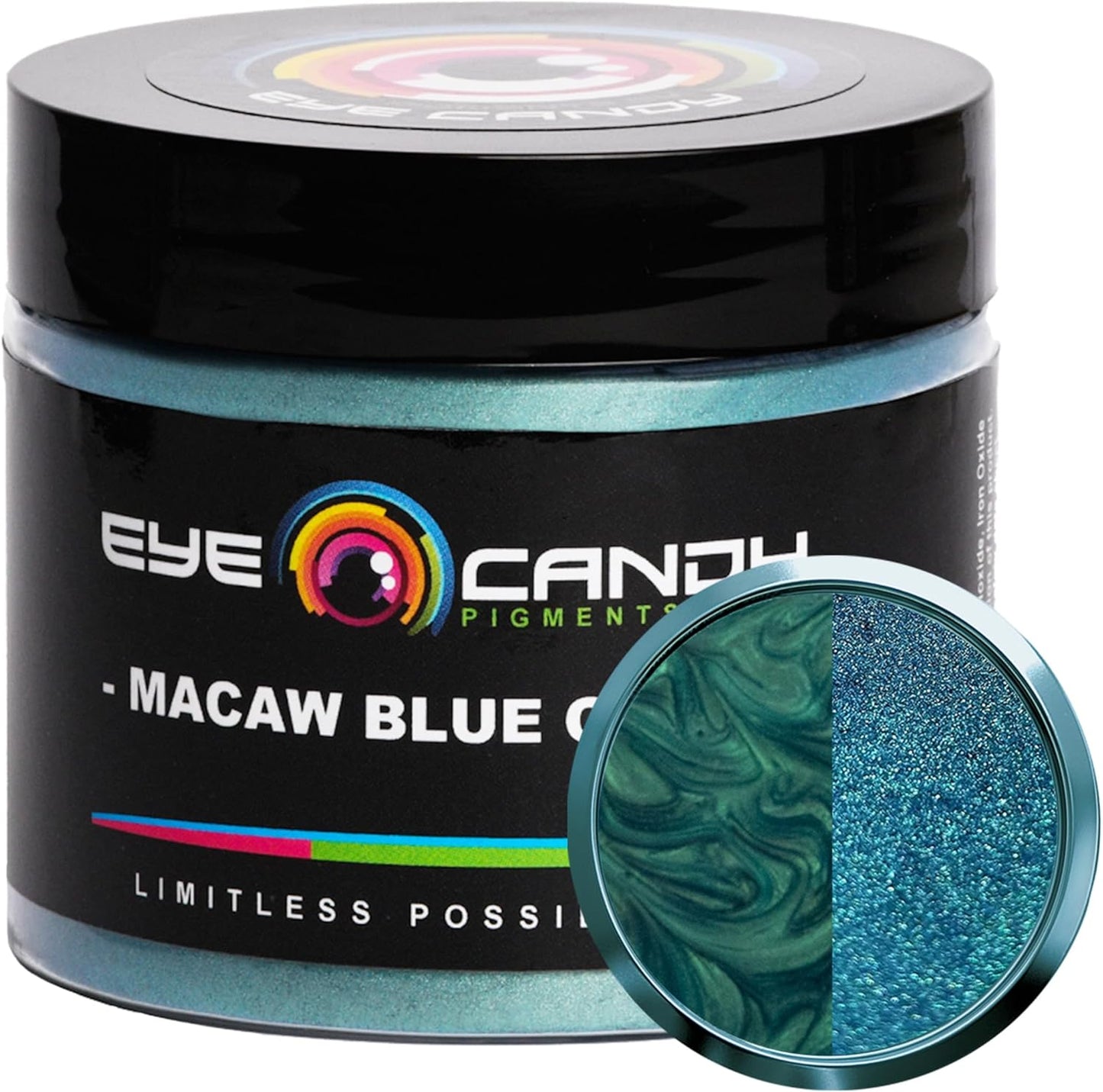 Eye Candy Pigments Premium Mica Powder - Macaw Blue Green (50gr) - for Epoxy, Resin, Soap, Paint, Woodworking, Acrylic Pouring, Bath Bombs, Fishing Lures - DIY Arts and Crafts Additive