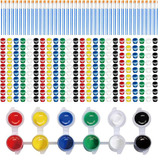40 Pack 6 Colors Mini Acrylic Paint and Brushes Set for Kids Party Favor, Individual Paints Strips Sets with Brush for Kid, Student Painting Kit for Canvas