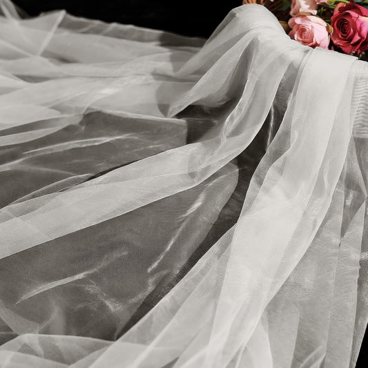 Organza Fabric by The Yard, 60 Inch Wide 10 Yards (30 ft) Extra Long Sheer Fabric for DIY Sewing Projects Window Scarf Wedding Decorations Party Backdrops Curtains (Ivory)