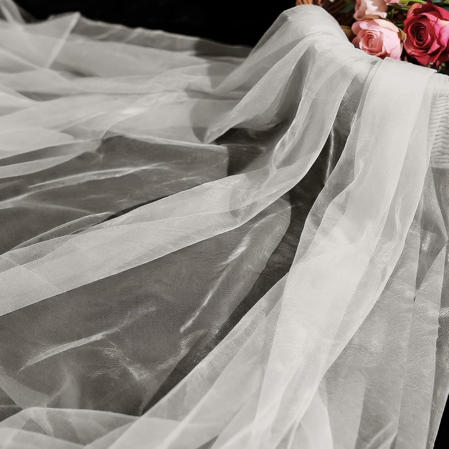 Sheer Fabric 60" x 1 Yards (3 ft) Organza Fabric by The Yard for DIY Wedding Decorations Craft Projects Party Backdrops Bows (Ivory)