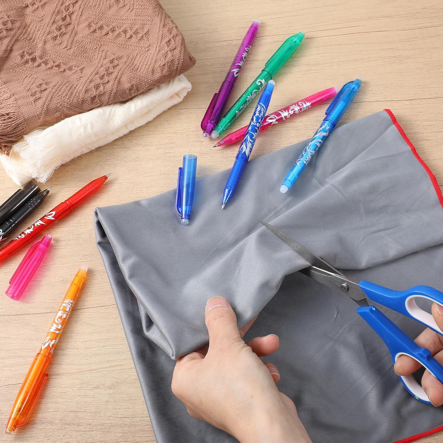 12pcs Heat Erasable Pens for Fabric, Fabric Marking Pens Fabrics Markers No Ghost Lines, Disappearing Ink for Precise Marking for Quilting Sewing Embroidery DIY Dressmaking Fabrics Tailors Chalk