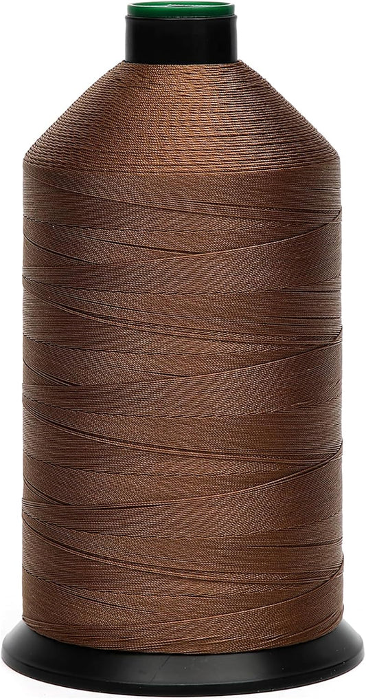 Extra Strong Bonded Nylon Thread #92 Tex90 – 16 OZ, 4200yds, Versatile Stitching Solution for Leather, Upholstery, Canvas Repair and More (Tawny Brown)