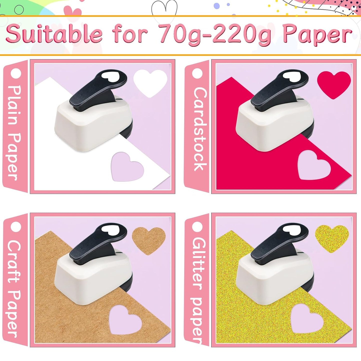 Heart Hole Punch 1 inch Heart Punch for Crafts Hearts Shaped Hole Puncher for Crafts Hearts Shape Paper Punch Craft Punches for Scrapbooking, Card Making