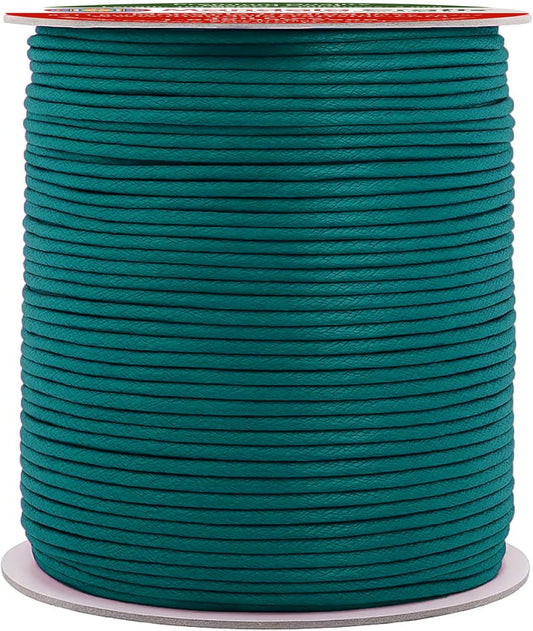 Mandala Crafts 2mm 109 Yards Teal Cotton Waxed Cord for Jewelry Making Bracelet Cord Waxed String - Beading String Thread Jewelry Cords for Necklaces String