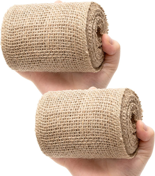 4 Inch Natural Burlap Fabric Roll 10 Yards, Jute Ribbon for DIY Gift Wrapping, Craft Projects, Wedding, Christmas, Home Decoration (10 cm, 4 in)