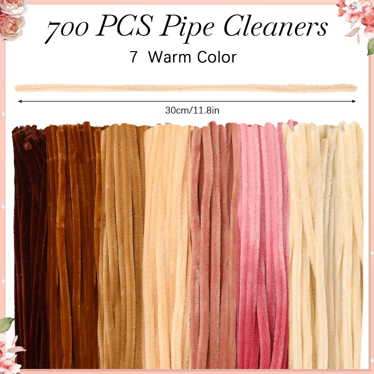 DaisyInner 700 Pcs Halloween Fall Pipe Cleaners Craft Bulk Pastel Chenille Stems Flower DIY Gradient Colored Fluffy for School Classroom Thanksgiving Christmas Party Supplies(Bohemia)