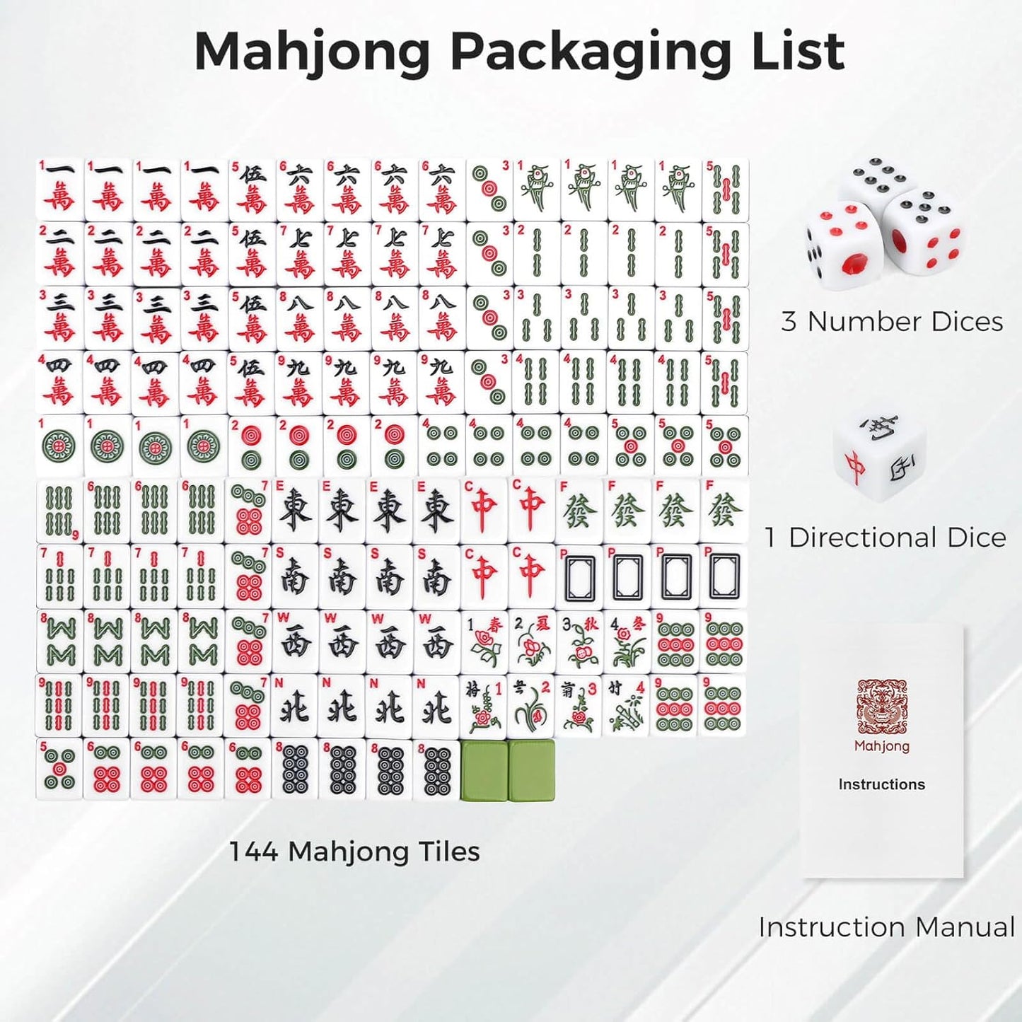 Mahjong Tile Set, 146pcs Chinese Mahjong Set Quality Mah Jong Tiles with Exquisite Storage Box Easy to Carry, Instructions Include Mah Jongg Sets for Family & Friends Gatherings