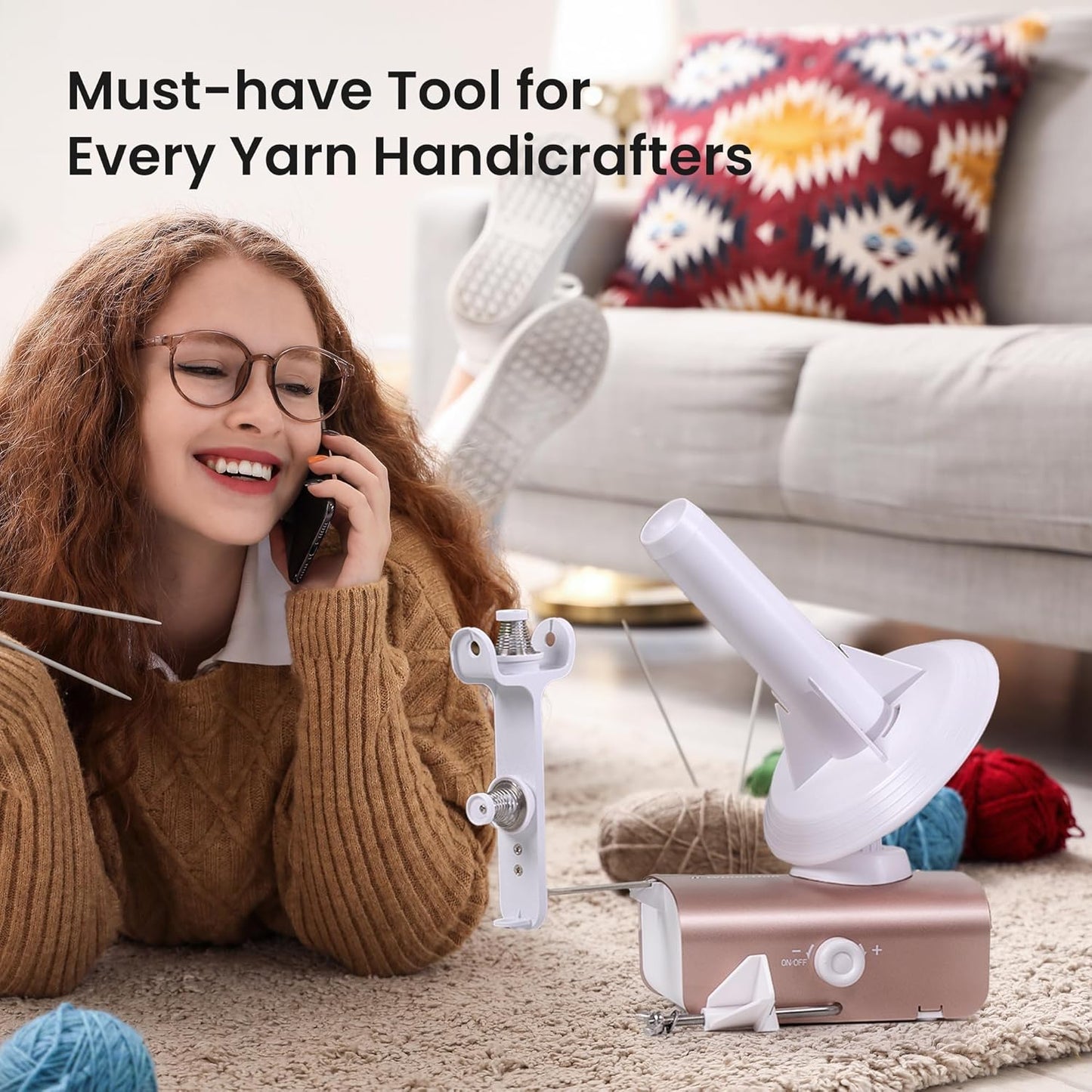 Winartton Electric Yarn Winder for Crocheting, Heavy-Duty Yarn Ball Winder 10 oz Large Capacity, Automatic Yarn Cake Winder Spinner Roller, Crocheting Tools Supplies for Knitting Lovers(Patented)