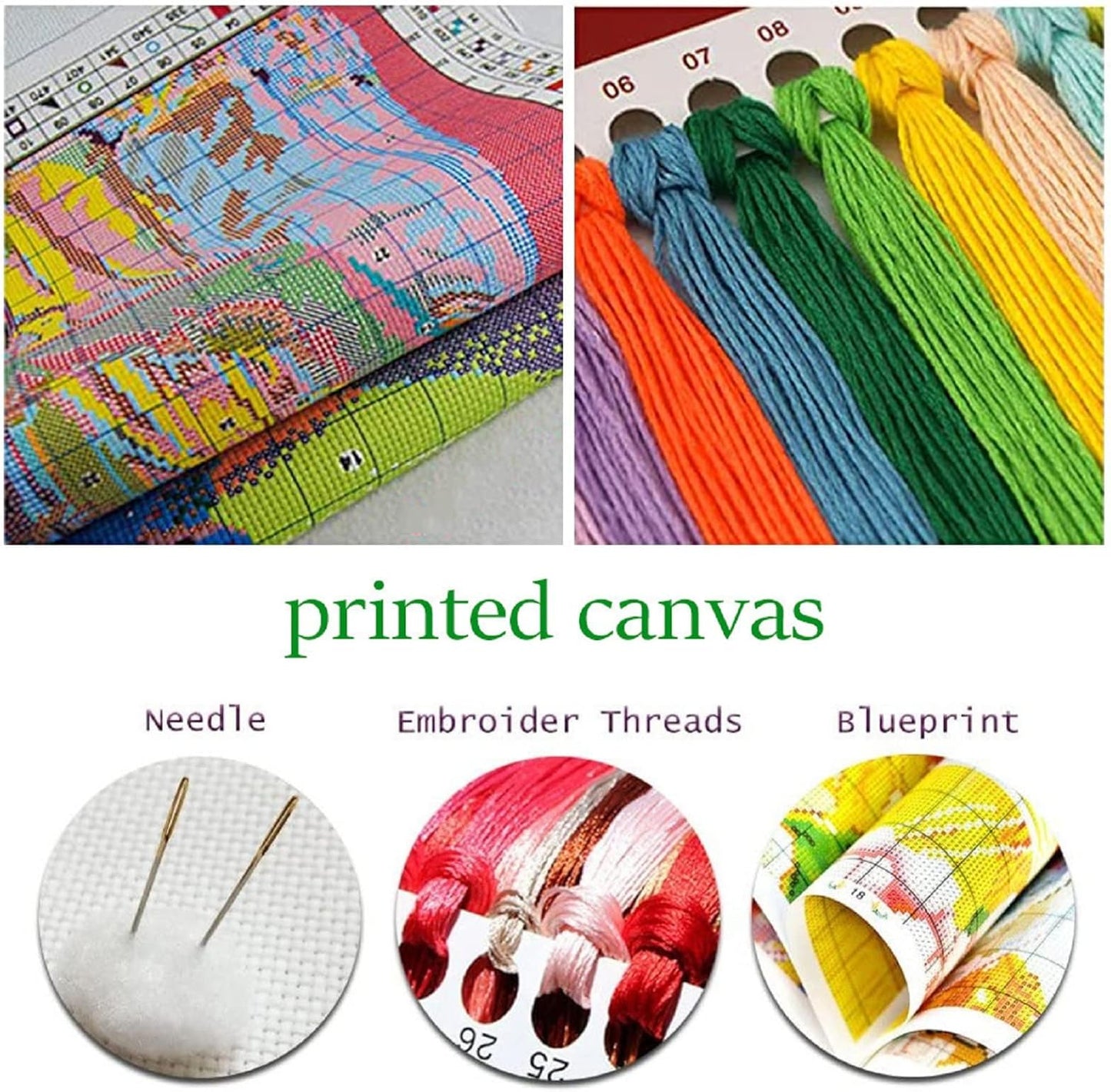 Dimxvean Stamped Cross Stitch Kits,Cross Stitch Kits for Adults Beginners,Embroidery Kits Full Range of Cross Stitch Stamped Kits Needlepoint Kits Cross Stitch Patterns-Magic Tree 18x18 inch