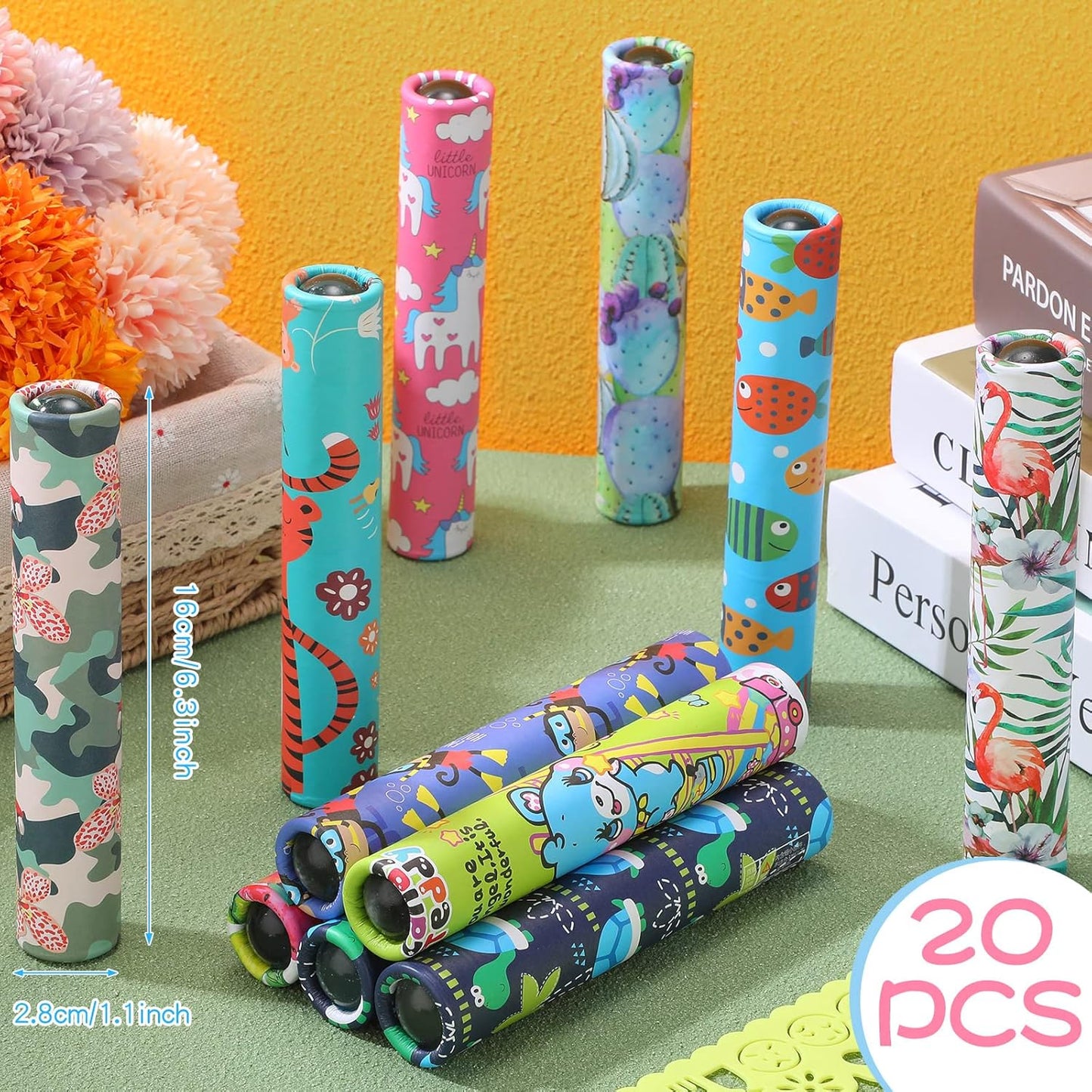 Chivao 20 Pcs Classic Kaleidoscopes Educational Toys for Party Favors Fun Kaleidoscope Toy for Stock Stuffers Bag Fillers Birthday Party School Classroom Prizes, Random Colors (Unicorn)