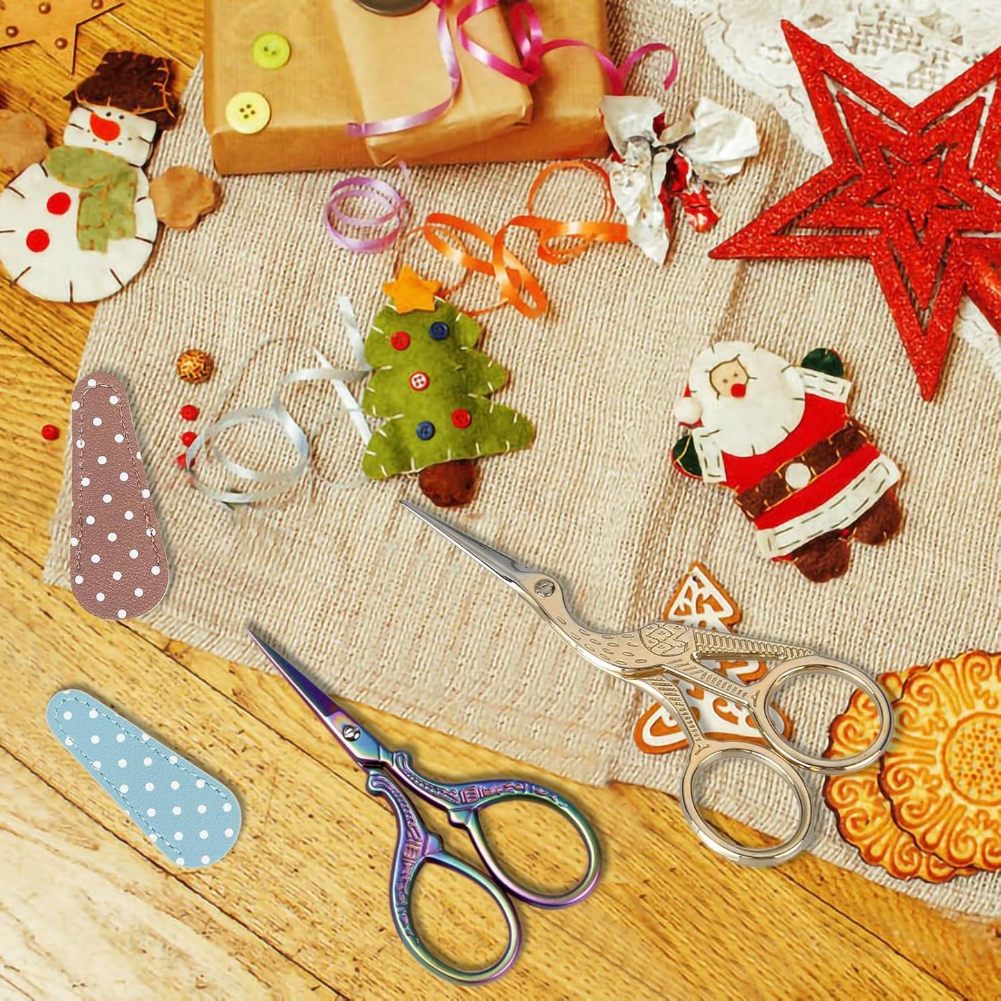 BIHRTC Stork Crane Scissors with Leather Cover Stainless Steel Scissors Bird Sewing Scissors Shears DIY Tools Dressmaker Small Scissors for Sewing Crafting Art Work Threading Needlework