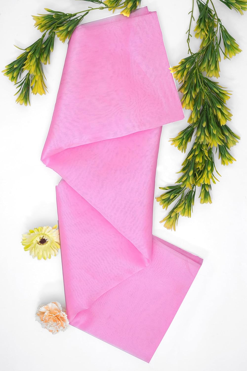 Organza Fabric 5 Yard Bridal Solid Sheer Organza Fabric Bolt for Wedding Dress, Fashion, Crafts, Decorations Silky Shiny Organza 44" - (5 Yard, Baby Pink)