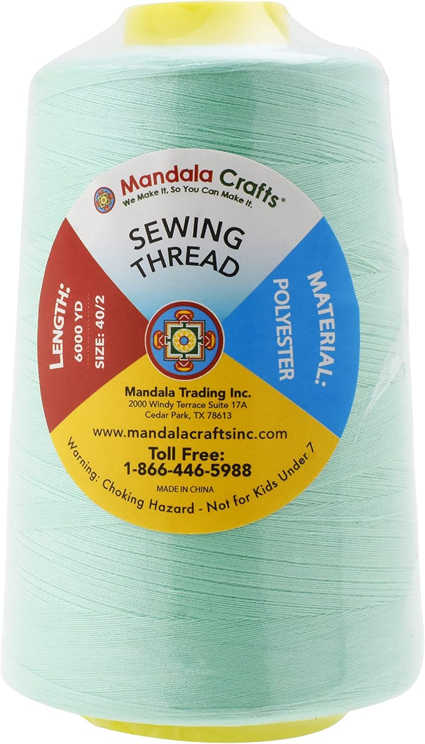 Mandala Crafts 4 Pack of Serger Threads Cones Spools - 40S/2 24000 Yards Polyester Mint Threads for Sergers Machine and Overlock Quilting Sewing Machine