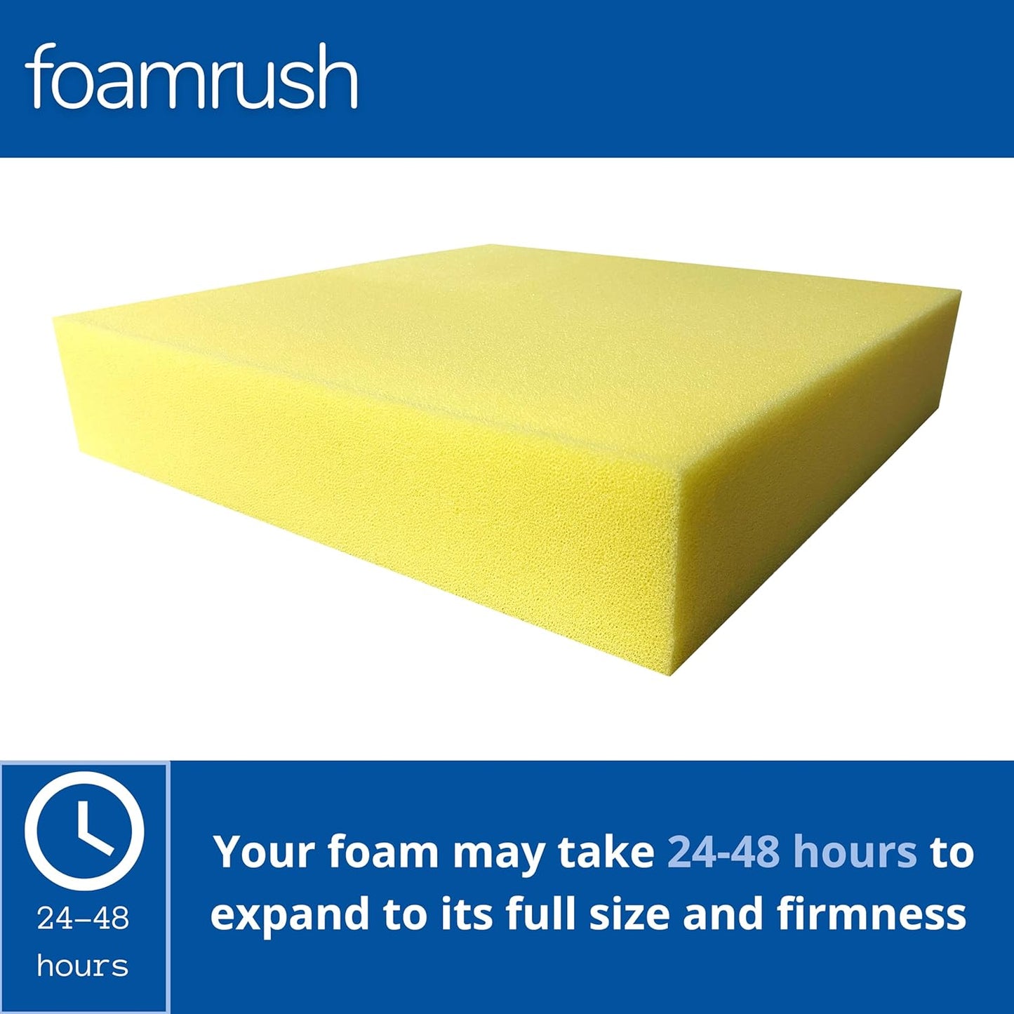 FoamRush 5" x 24" x 24" Water-Resistant Dry Fast Outdoor Upholstery Foam Sheet for Outdoor & Marine Furniture (Chair Cushion Foam for Patio Furniture, Boat Seat Cushion Replacement)