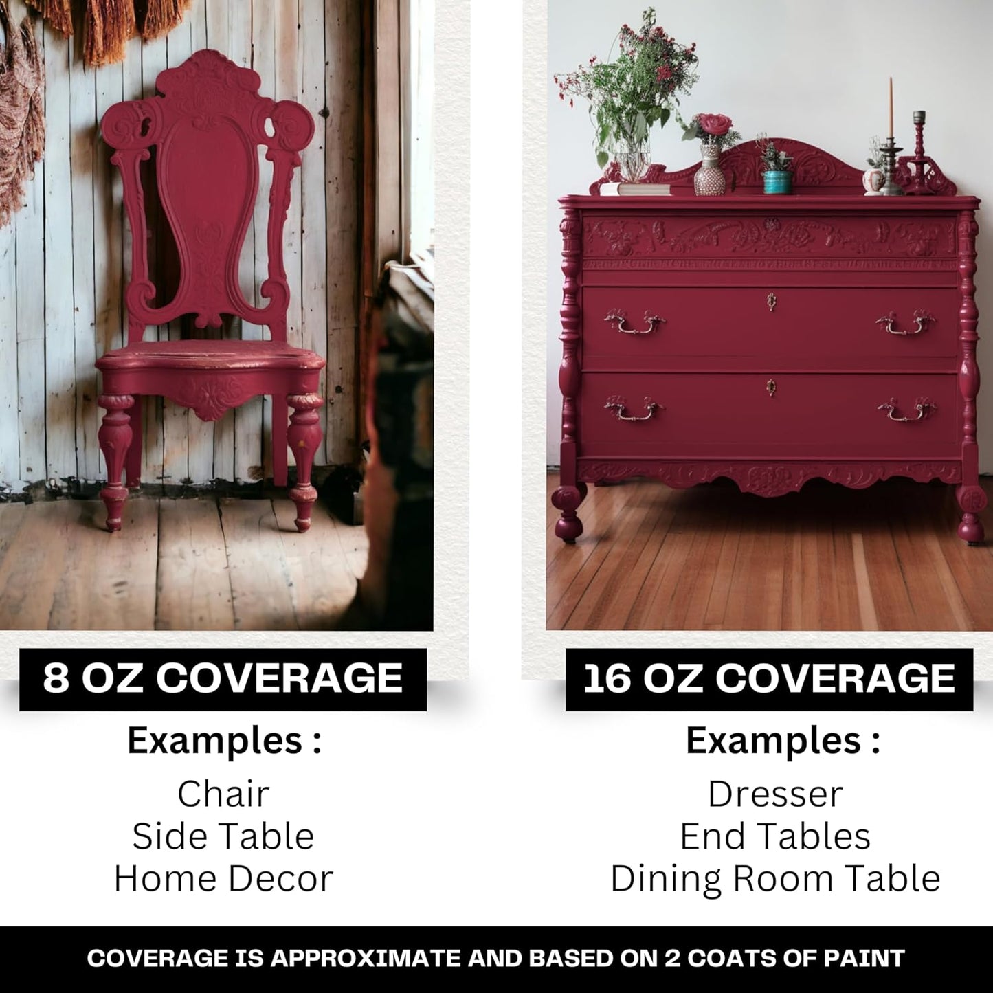 Daydream Apothecary Premium Chalk Style Paint for Furniture, Home Décor, Wood, DIY Interior Projects, Quick Dry, No Prep or Prime Needed, Matte Burgundy Red - 8oz