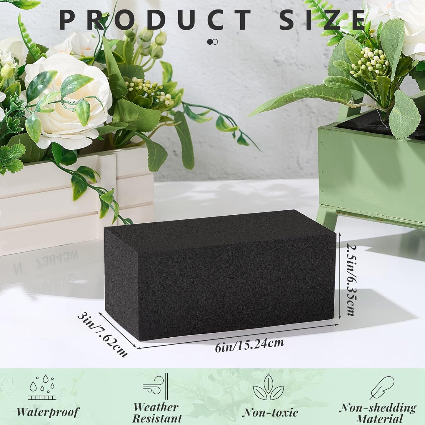 Lallisa 12 Pcs Reusable Floral Foam Blocks Water Weather Resistant Dry Floral Foam for Artificial Flower Arrangements Outdoor Flower Boxes Outside Hanging Planters Wedding Home Decor (6 x 3 x 2.5'')