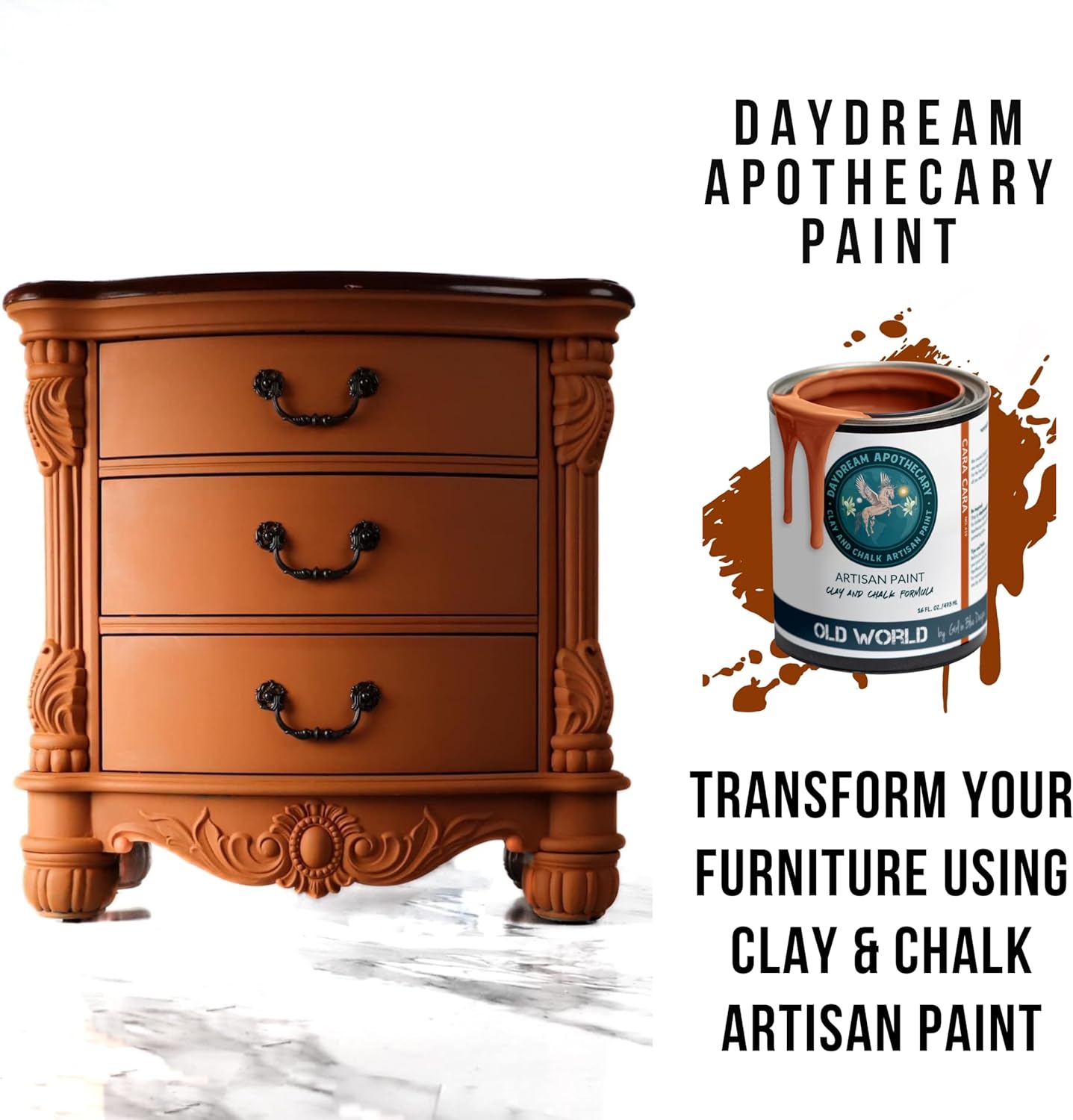 Daydream Apothecary Premium Chalk Style Paint for Furniture, Home Décor, Wood, DIY Interior Projects, Quick Dry, No Prep or Prime Needed, Matte Copper Brown - 16oz