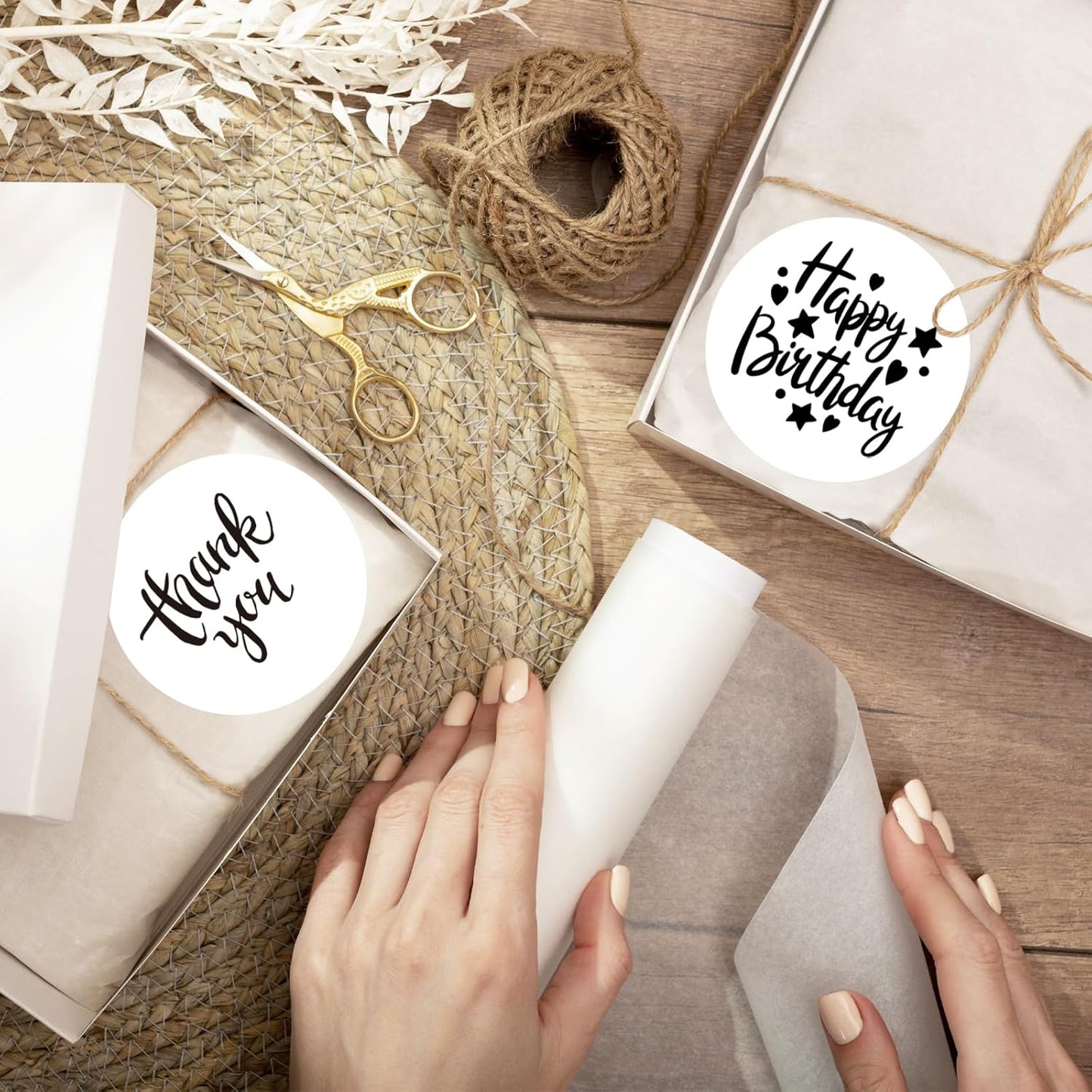 3 Inch White Round Thermal Sticker Labels, Waterproof Circle Direct Thermal Labels, Multi-Purpose Self-Adhesive Sticker Label for DIY Logo Design- 200 Sheet/Roll