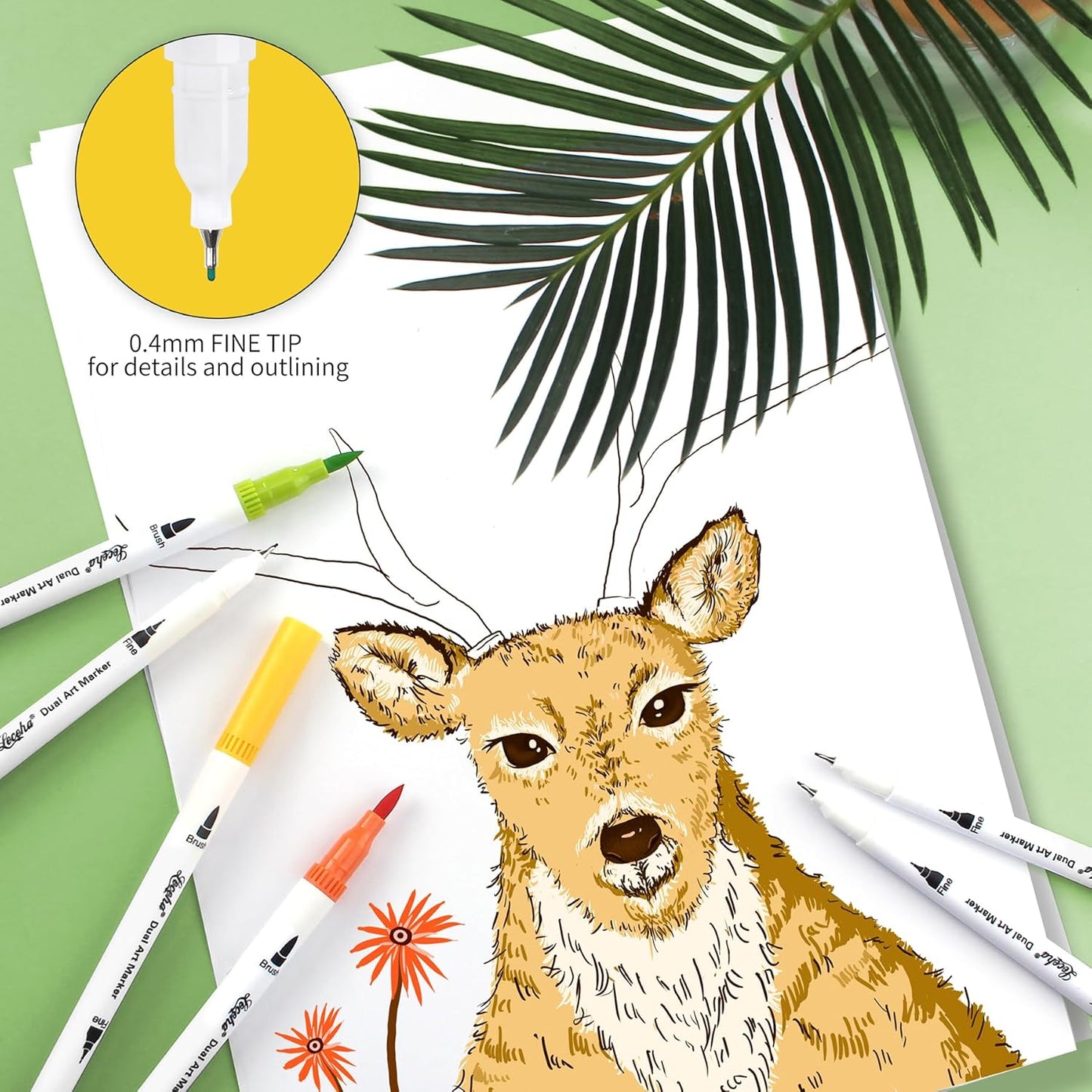 Dual Tip Art Markers Pens for Kids Adult Coloring Books Artist Fine and Brush Tip Colored Pens Water-color Pens for Journaling Note Taking Writing Planning Art Project