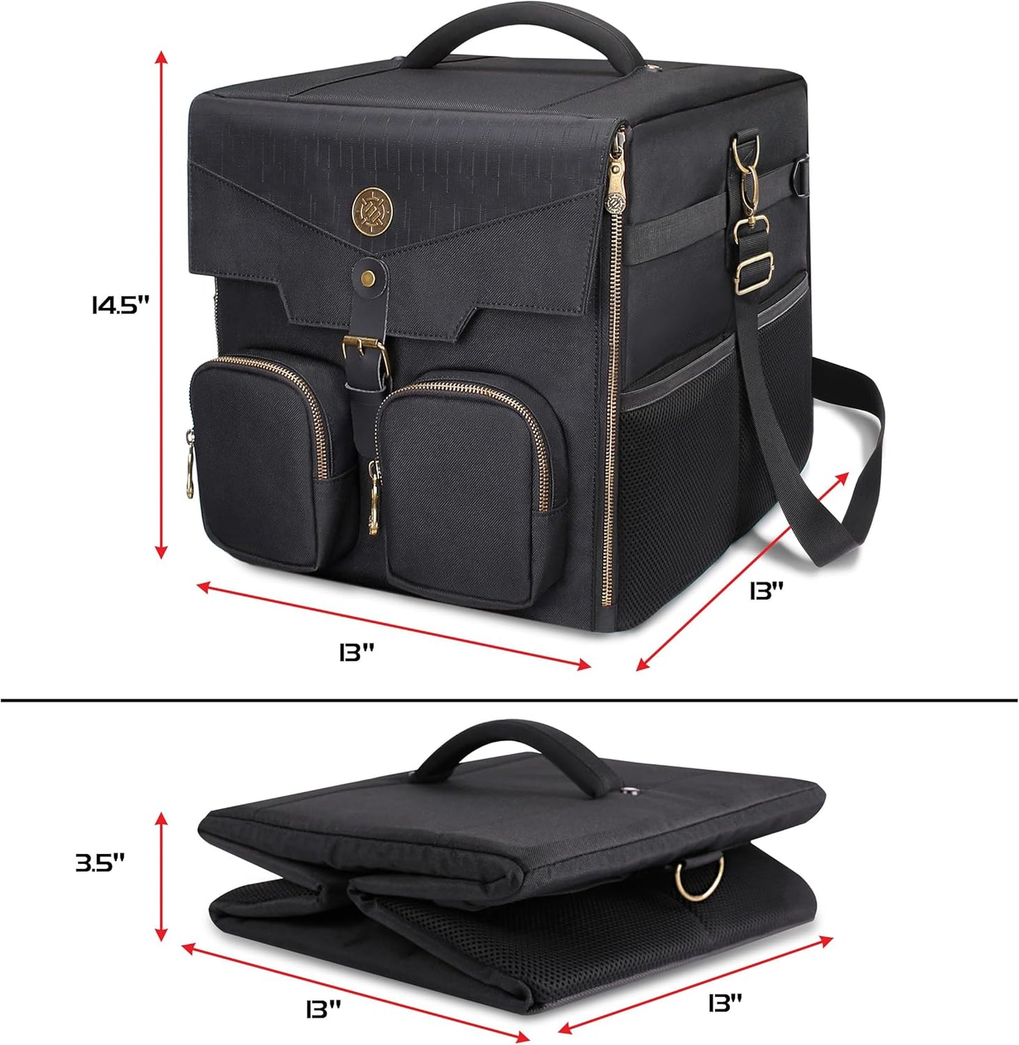 ENHANCE Board Game Shoulder Bag - Reinforced Board Game Storage with Padded Shoulder Strap and Accessories Pockets for Dice, Cards, More - Carrier Protects Tabletop Adventures