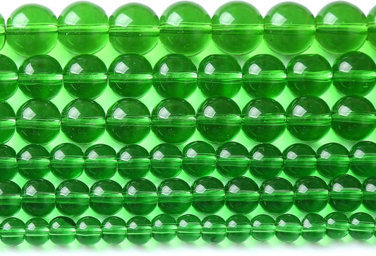 90pcs 4mm Smooth Green Crystal Glass Quartz Beads Round Loose Beads for Jewelry Making DIY Bracelet Necklace 15" Energy Healing Power Stone Beads(4mm, Green Crystal Glass)