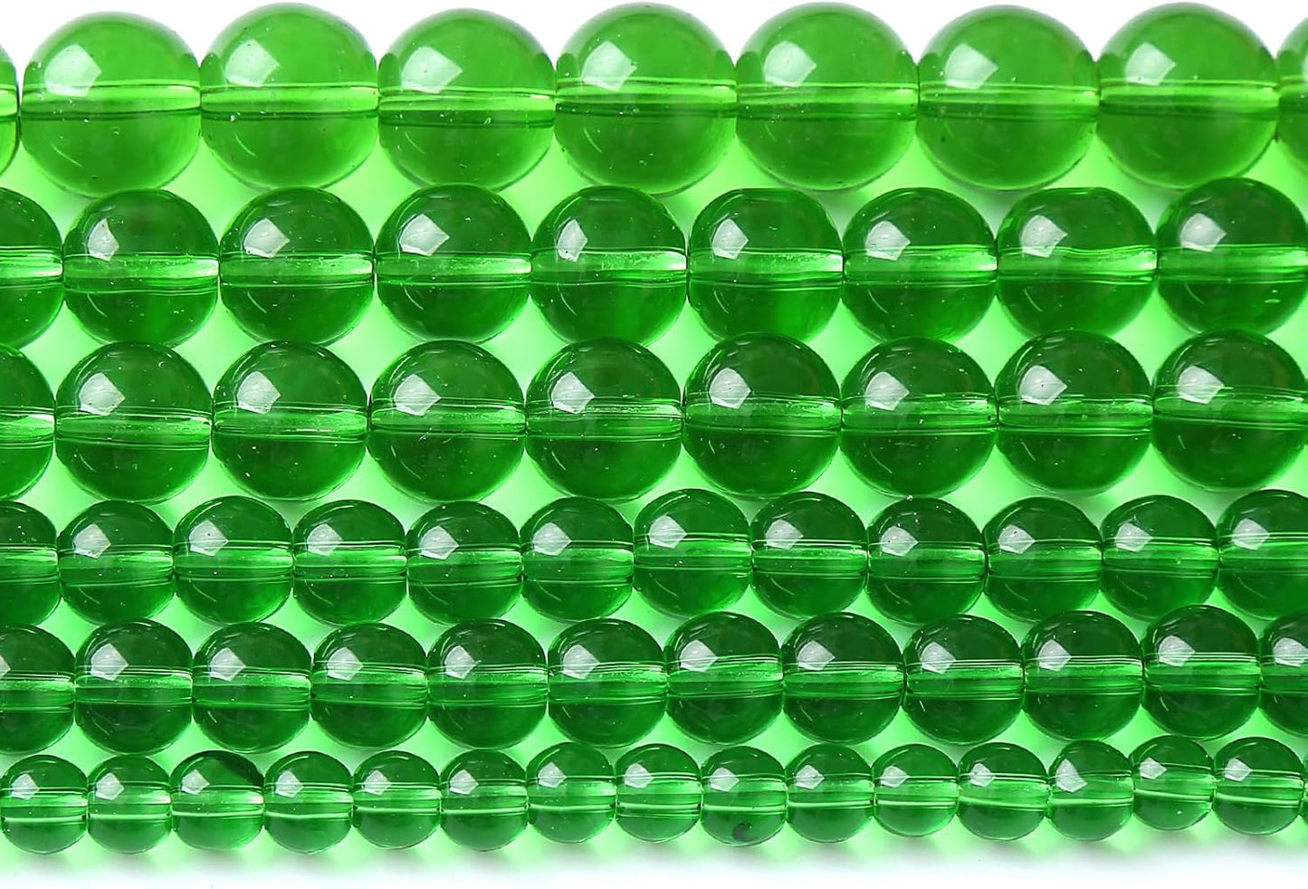 32pcs 12mm Smooth Green Crystal Glass Quartz Beads Round Loose Beads for Jewelry Making DIY Bracelet Necklace 15" Energy Healing Power Stone Beads(12mm, Green Crystal Glass)