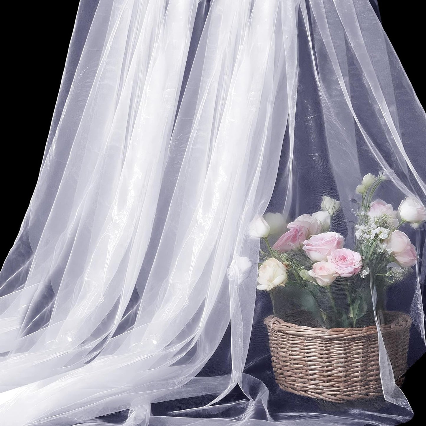 Organza Fabric by The Yard, 60 Inch Wide 10 Yards (30 ft) Extra Long Sheer Fabric for DIY Sewing Projects Window Scarf Wedding Decorations Party Backdrops Curtains (White)