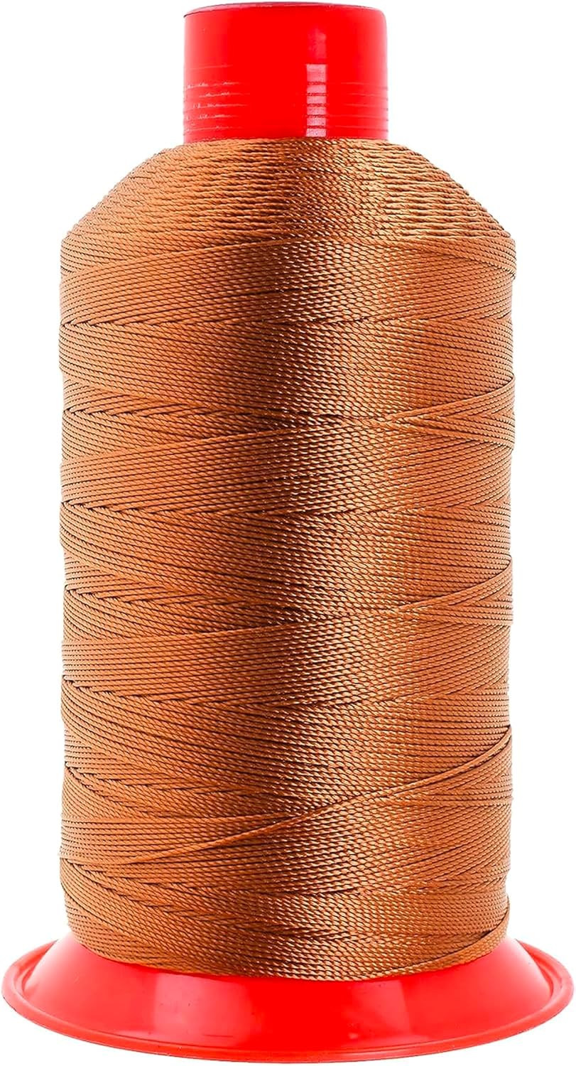 Mandala Crafts Bonded Nylon Thread Bourbon Brown Heavy Duty Sewing Threads - 800 YDs Size 207 630D T210 Tex 210 Thread for Leather Jeans Weaving Outdoor Marine Upholstery Threads