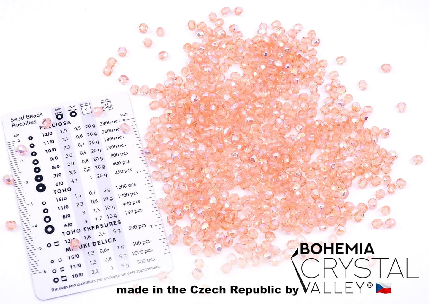 1.8oz (50g, Approx. 600 Beads) Faceted Fire Polished Pressed Czech Glass Beads 4mm (0.16in), 70120-28701 Pink Rosaline AB