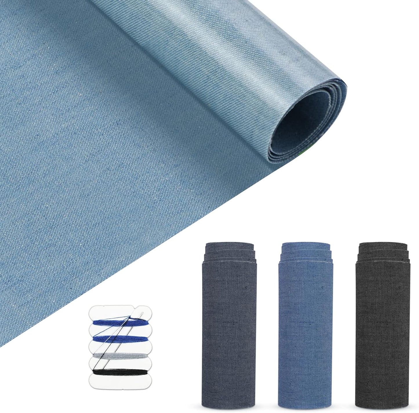 HTVRONT Iron on Patches for Clothing Repair 4 Rolls - Denim Patches for Jeans Kit 4" by 20", 4 Rolls of Iron On Denim Patches for Jeans Inside & Clothing Repair (Four Colors)