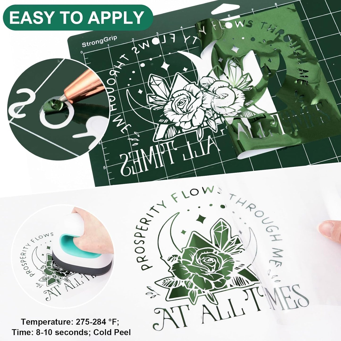 VINYL FROG Metallic Foil HTV Vinyl Roll 12" x5ft Dark Green Chrome Heat Transfer Vinyl Iron on Vinyl Easy to Cut & Weed DIY Heat Press Design for T-Shirts