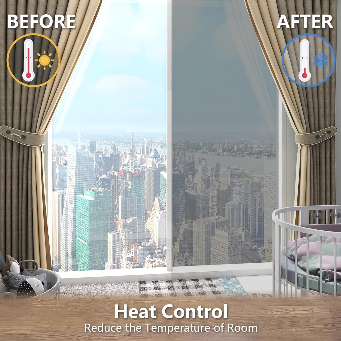 LEMON CLOUD One Way Window Privacy Film See Out Not in Reflective Mirror UV Window Cling Sun Blocking Heat Control Glare Control with Tools,35.4 Inch x 78.7 Inch