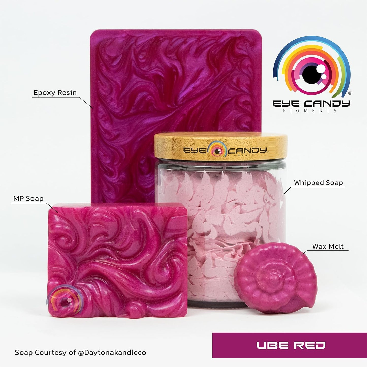 Eye Candy Pigments Premium Red Mica Powder - Ube Red (50gr) - for Epoxy, Resin, Soap, Paint, Woodworking, Acrylic Pouring, Bath Bombs, Fishing Lures - DIY Arts and Crafts Additive